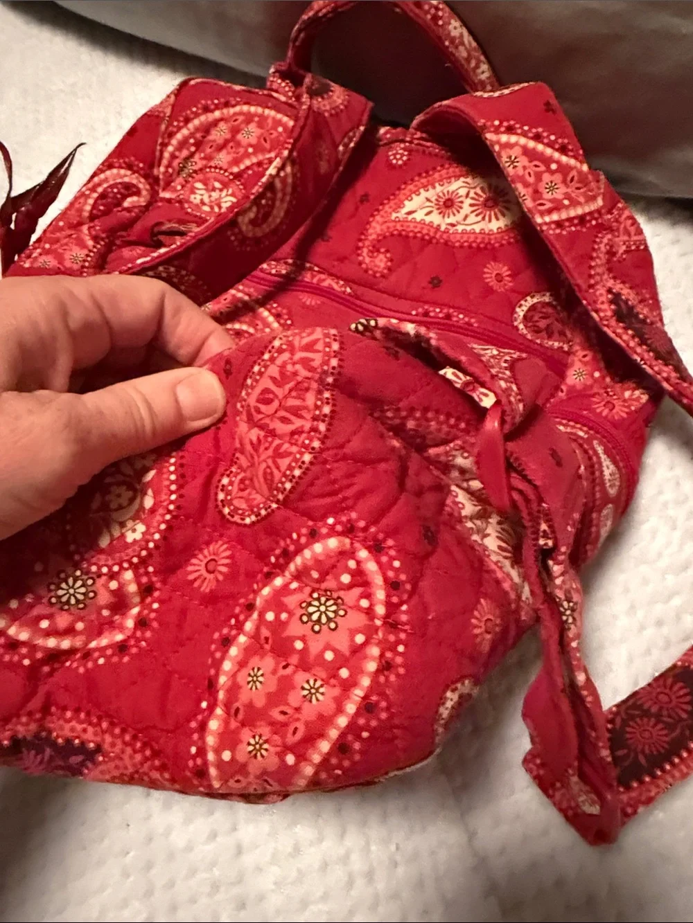 Vera Bradley Raspberry Fizz Backpack Retired 2008 Red Paisley Quilted